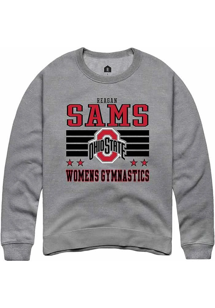 Reagan Sams Rally Ohio State Buckeyes Mens NIL Striped Long Sleeve Crew Sweatshirt