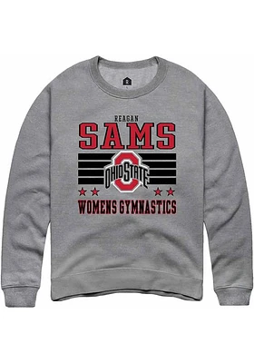 Reagan Sams Rally Ohio State Buckeyes Mens NIL Striped Long Sleeve Crew Sweatshirt