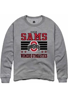 Reagan Sams Rally Ohio State Buckeyes Mens NIL Striped Long Sleeve Crew Sweatshirt