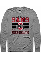 Reagan Sams  Ohio State Buckeyes Grey Rally NIL Striped Long Sleeve T Shirt