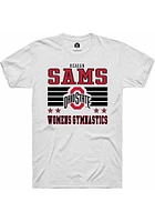 Reagan Sams  Ohio State Buckeyes White Rally NIL Striped Short Sleeve T Shirt