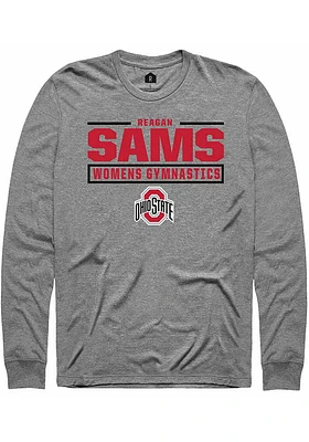 Reagan Sams  Ohio State Buckeyes Graphite Rally NIL Stacked Box Long Sleeve T Shirt