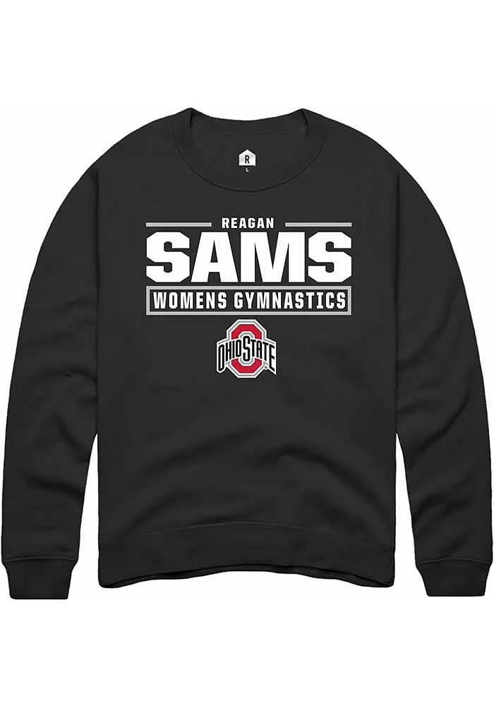 Reagan Sams Rally Ohio State Buckeyes Mens NIL Stacked Box Long Sleeve Crew Sweatshirt