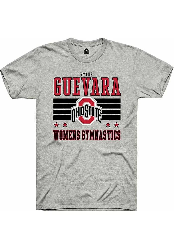 Rylee Guevara  Ohio State Buckeyes Ash Rally NIL Striped Short Sleeve T Shirt