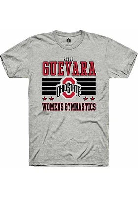 Rylee Guevara  Ohio State Buckeyes Ash Rally NIL Striped Short Sleeve T Shirt