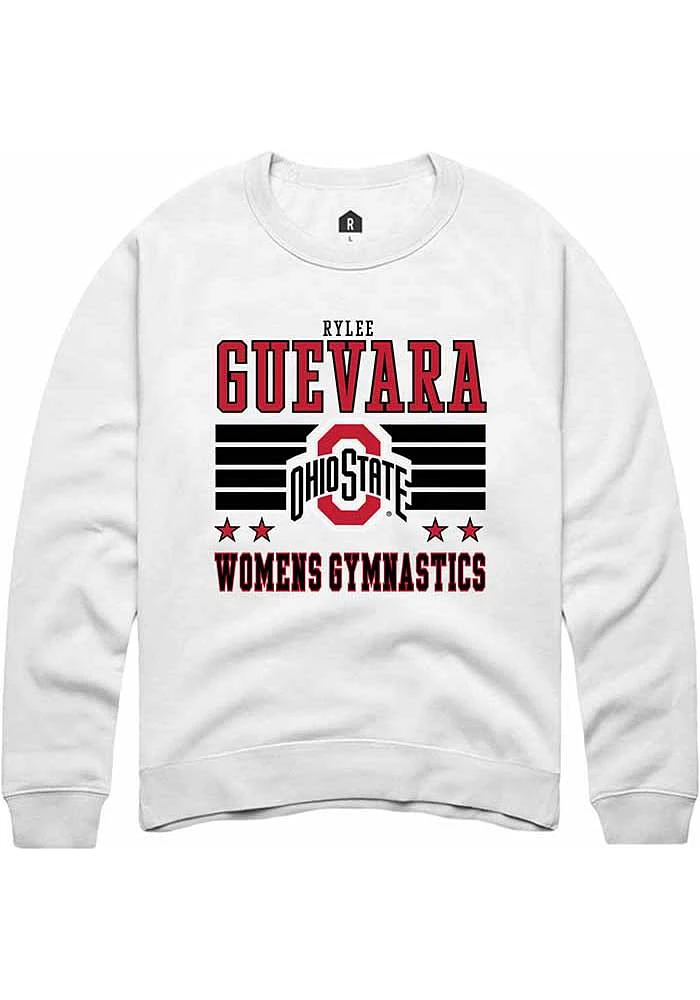 Rylee Guevara Rally Ohio State Buckeyes Mens NIL Striped Long Sleeve Crew Sweatshirt