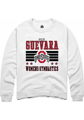 Rylee Guevara Rally Ohio State Buckeyes Mens NIL Striped Long Sleeve Crew Sweatshirt