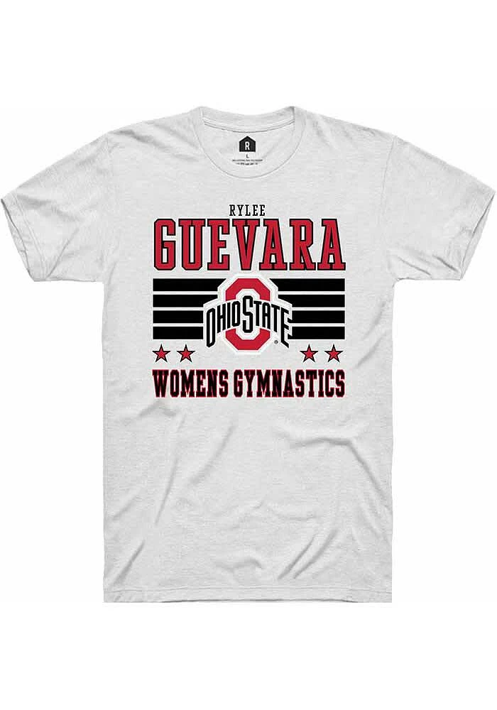 Rylee Guevara Ohio State Buckeyes White Rally NIL Striped Short Sleeve T Shirt