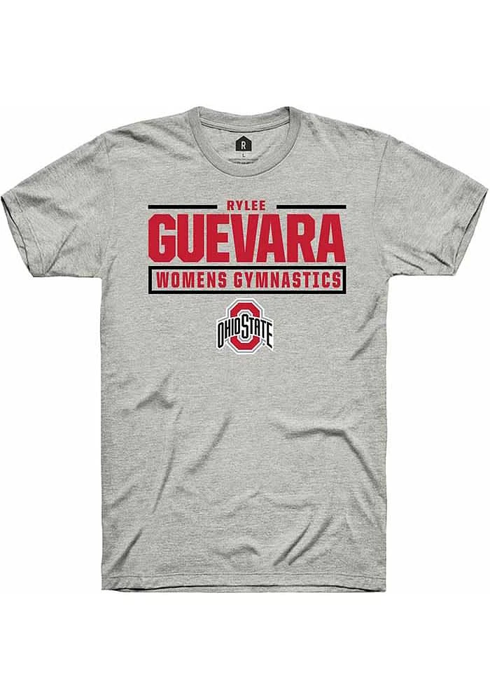 Rylee Guevara Ohio State Buckeyes Ash Rally NIL Stacked Box Short Sleeve T Shirt