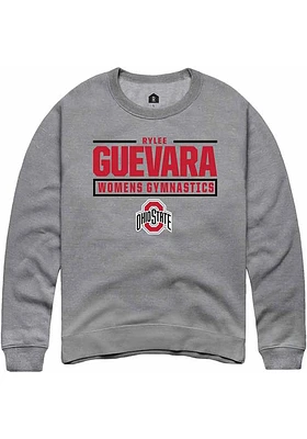 Rylee Guevara  Rally Ohio State Buckeyes Mens Graphite NIL Stacked Box Long Sleeve Crew Sweatshirt