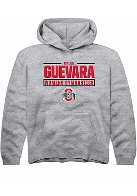 Rylee Guevara  Rally Ohio State Buckeyes Youth Grey NIL Stacked Box Long Sleeve Hoodie