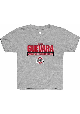 Rylee Guevara  Rally Ohio State Buckeyes Youth Grey NIL Stacked Box Short Sleeve T-Shirt