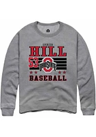 Spencer Hill Rally Ohio State Buckeyes Mens NIL Striped Long Sleeve Crew Sweatshirt
