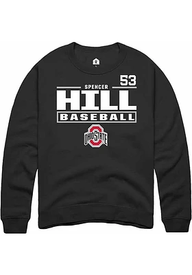 Spencer Hill Rally Ohio State Buckeyes Mens NIL Stacked Box Long Sleeve Crew Sweatshirt