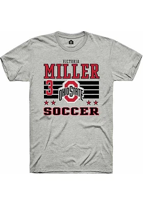 Victoria Miller  Ohio State Buckeyes Ash Rally NIL Striped Short Sleeve T Shirt
