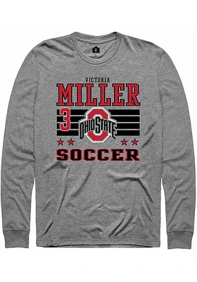 Victoria Miller  Ohio State Buckeyes Grey Rally NIL Striped Long Sleeve T Shirt