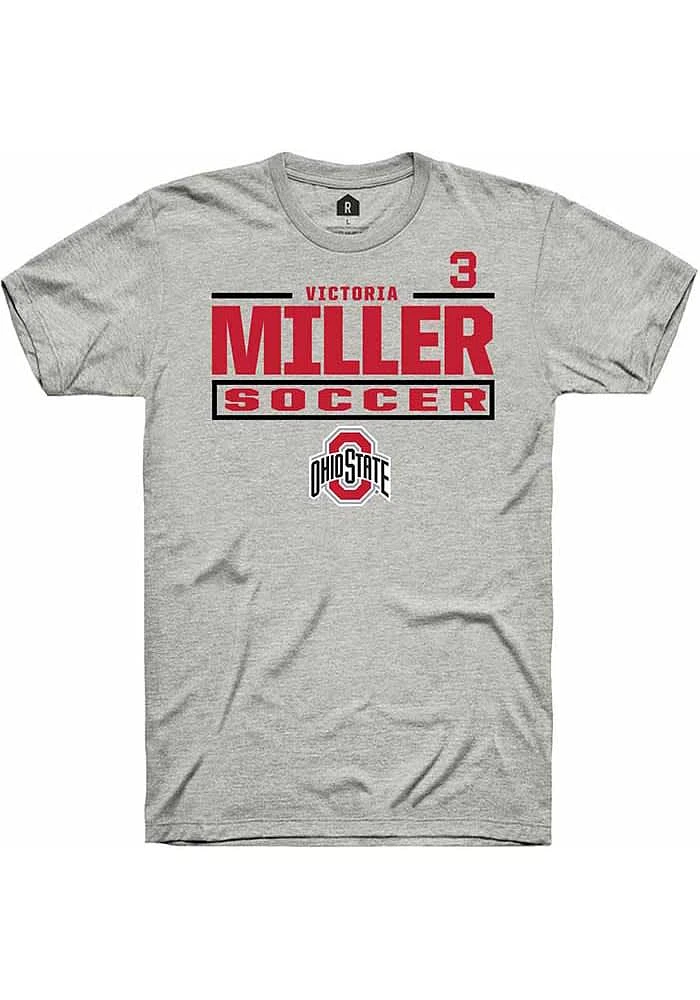 Victoria Miller  Ohio State Buckeyes Ash Rally NIL Stacked Box Short Sleeve T Shirt