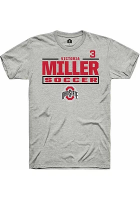 Victoria Miller  Ohio State Buckeyes Ash Rally NIL Stacked Box Short Sleeve T Shirt