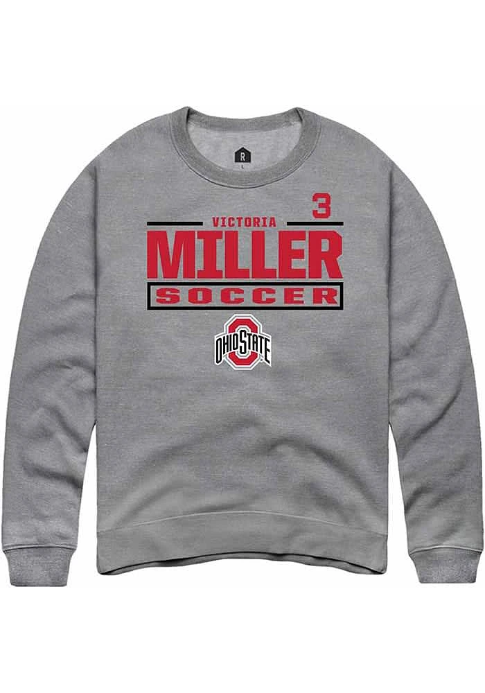 Victoria Miller Rally Ohio State Buckeyes Mens Graphite NIL Stacked Box Long Sleeve Crew Sweatshi..