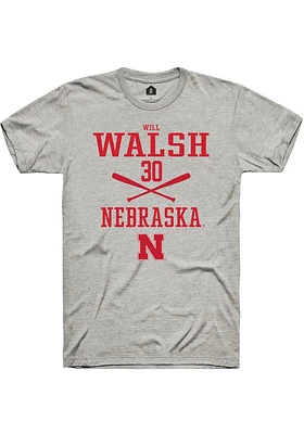 Will Walsh  Nebraska Cornhuskers Ash Rally NIL Sport Icon Short Sleeve T Shirt