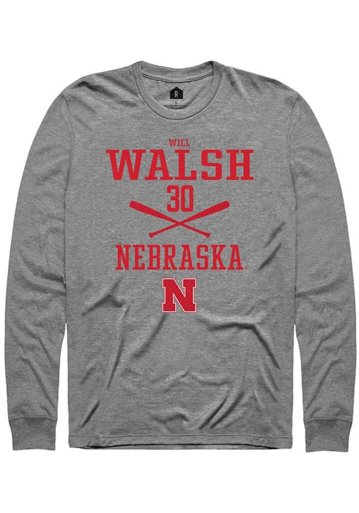Will Walsh Nebraska Cornhuskers Graphite Rally NIL Sport Icon Long Sleeve T Shirt