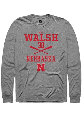 Will Walsh  Nebraska Cornhuskers Graphite Rally NIL Sport Icon Long Sleeve T Shirt