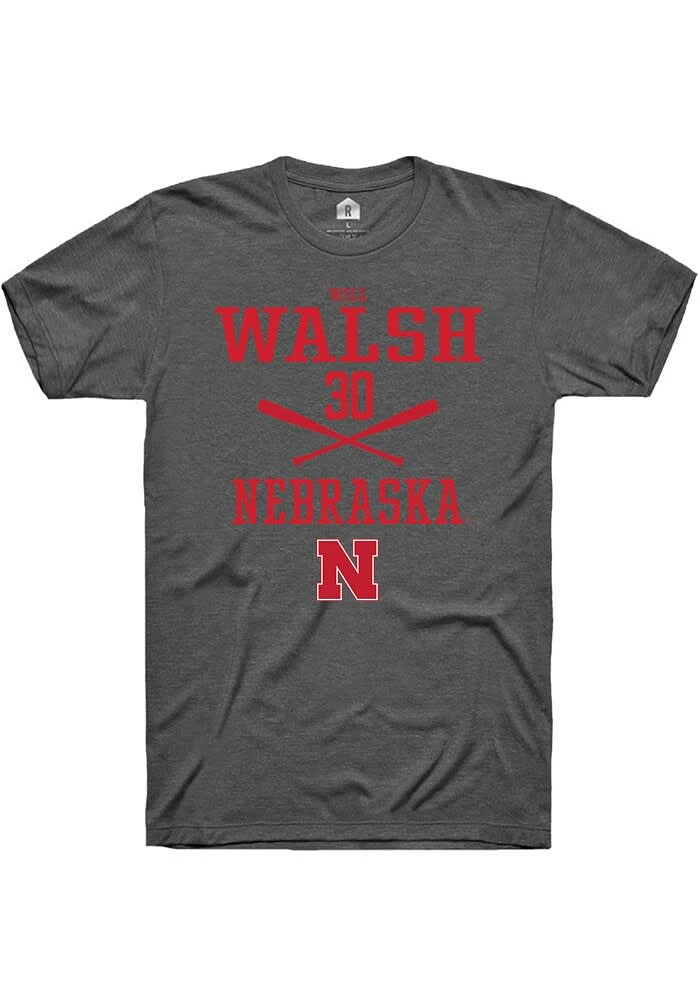 Will Walsh Nebraska Cornhuskers Dark Grey Rally NIL Sport Icon Short Sleeve T Shirt