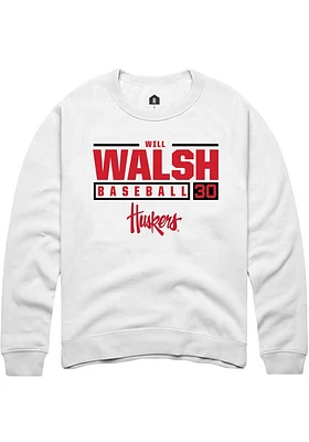 Will Walsh Rally Nebraska Cornhuskers Mens NIL Stacked Box Long Sleeve Crew Sweatshirt