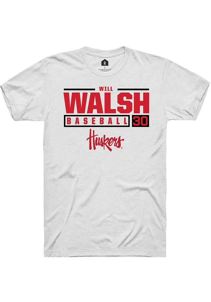 Will Walsh Nebraska Cornhuskers Rally NIL Stacked Box Short Sleeve T Shirt