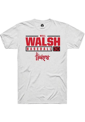 Will Walsh Nebraska Cornhuskers Rally NIL Stacked Box Short Sleeve T Shirt