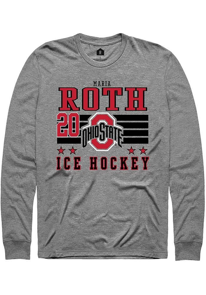 Maria Roth Ohio State Buckeyes Grey Rally NIL Striped Long Sleeve T Shirt