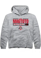 Sean Magtoto  Rally Ohio State Buckeyes Youth Grey NIL Stacked Box Long Sleeve Hoodie