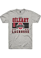 Shane O’Leary  Ohio State Buckeyes Ash Rally NIL Striped Short Sleeve T Shirt
