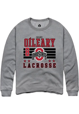 Shane O’Leary Rally Ohio State Buckeyes Mens NIL Striped Long Sleeve Crew Sweatshirt