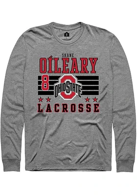 Shane O’Leary  Ohio State Buckeyes Grey Rally NIL Striped Long Sleeve T Shirt