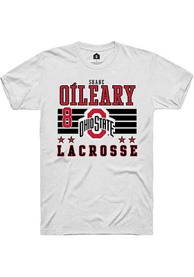 Shane O’Leary  Ohio State Buckeyes White Rally NIL Striped Short Sleeve T Shirt