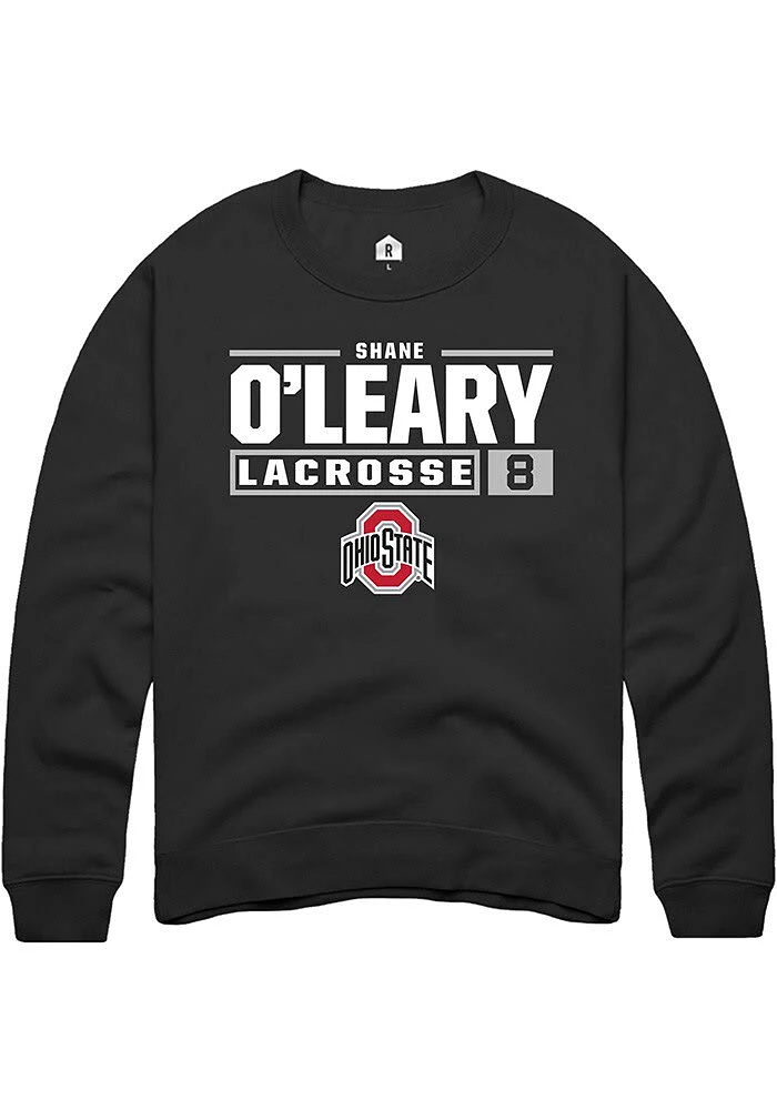 Shane O’Leary Rally Ohio State Buckeyes Mens NIL Stacked Box Long Sleeve Crew Sweatshirt