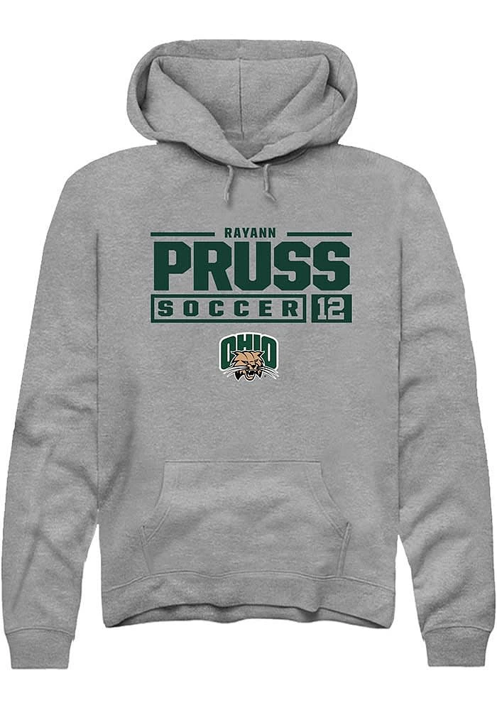 Rayann Pruss Rally Ohio Bobcats Mens Graphite NIL Stacked Box Long Sleeve Hoodie