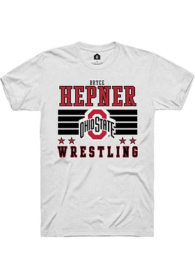 Bryce Hepner  Ohio State Buckeyes White Rally NIL Striped Short Sleeve T Shirt