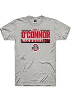 Rally Ohio State Buckeyes Ash NIL Stacked Box Short Sleeve T Shirt