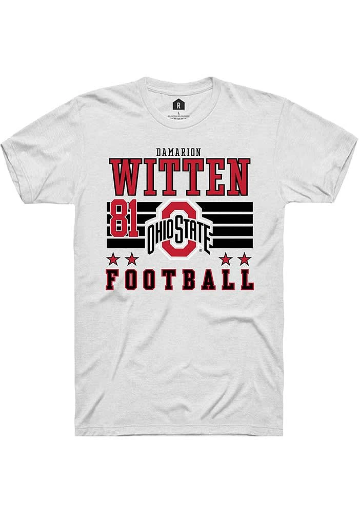 Damarion Witten Ohio State Buckeyes White Rally NIL Striped Short Sleeve T Shirt