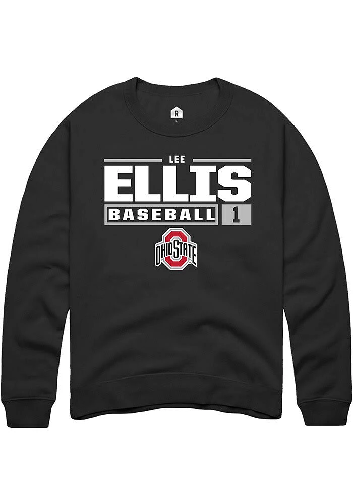 Lee Ellis Rally Ohio State Buckeyes Mens NIL Stacked Box Long Sleeve Crew Sweatshirt