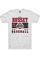 Reggie Bussey  Ohio State Buckeyes White Rally NIL Striped Short Sleeve T Shirt