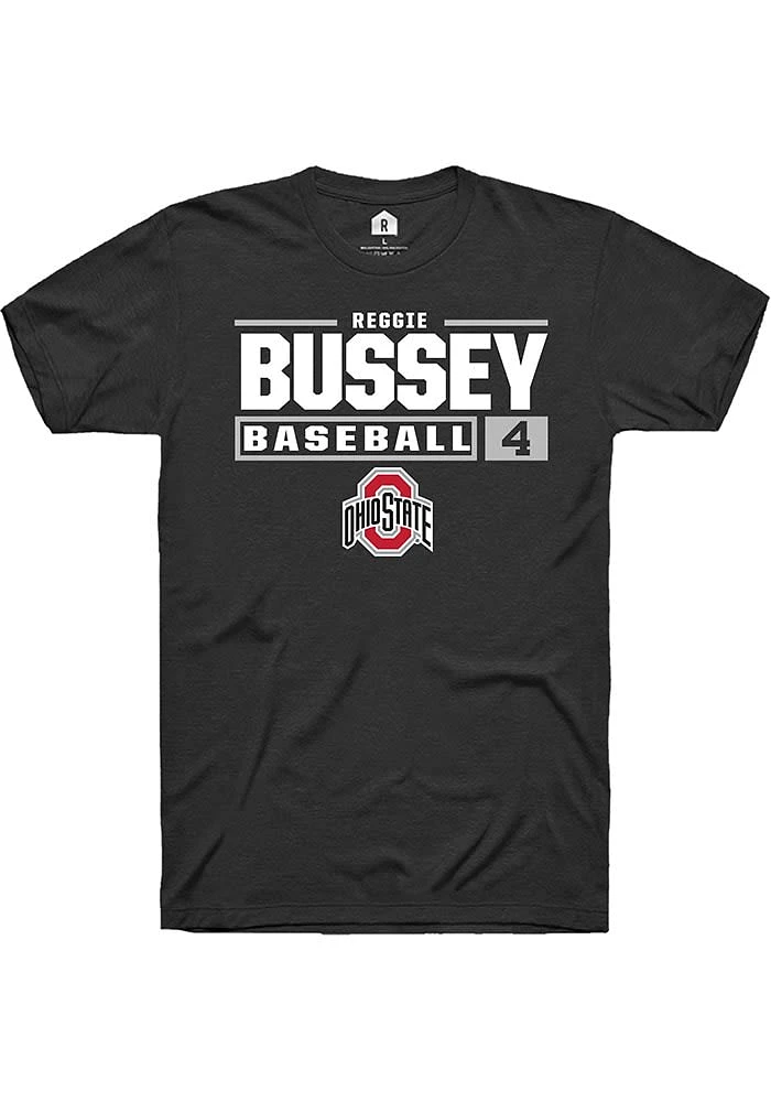 Reggie Bussey Ohio State Buckeyes Rally NIL Stacked Box Short Sleeve T Shirt