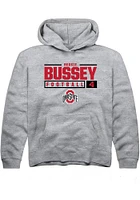 Reggie Bussey  Rally Ohio State Buckeyes Youth Grey NIL Stacked Box Long Sleeve Hoodie