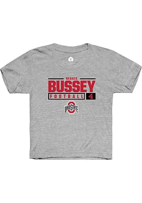 Reggie Bussey  Rally Ohio State Buckeyes Youth Grey NIL Stacked Box Short Sleeve T-Shirt