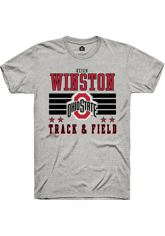 Reign Winston Ohio State Buckeyes Ash Rally NIL Striped Short Sleeve T Shirt