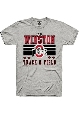 Reign Winston  Ohio State Buckeyes Ash Rally NIL Striped Short Sleeve T Shirt
