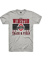 Reign Winston  Ohio State Buckeyes Ash Rally NIL Striped Short Sleeve T Shirt