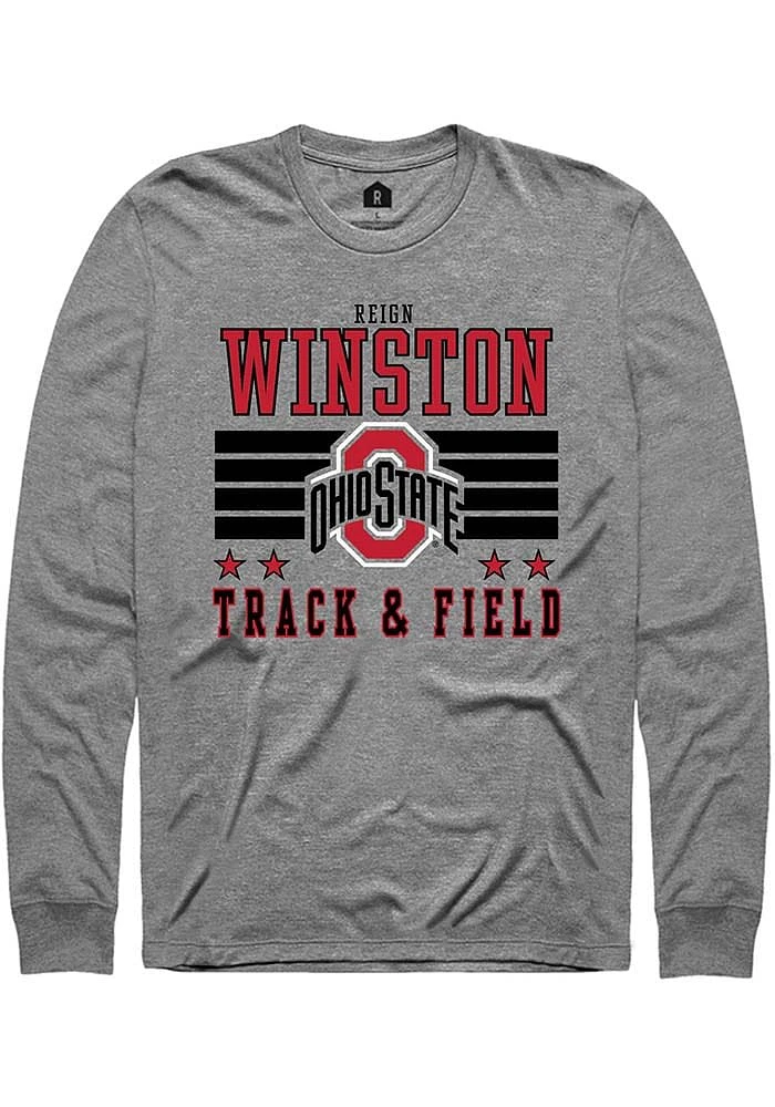 Reign Winston Ohio State Buckeyes Grey Rally NIL Striped Long Sleeve T Shirt